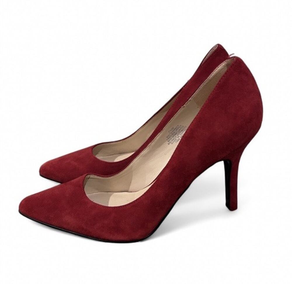 Vintage Nine West Red Suede Pointed Toe Pumps Stiletto Heels Women's 7.5
